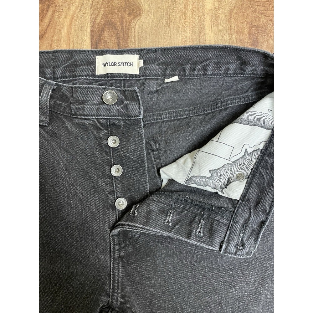 Taylor Stitch Slim Denim Jeans Fly Button Black Cotton Selvage Size 31x32 - Picture 3 of 13